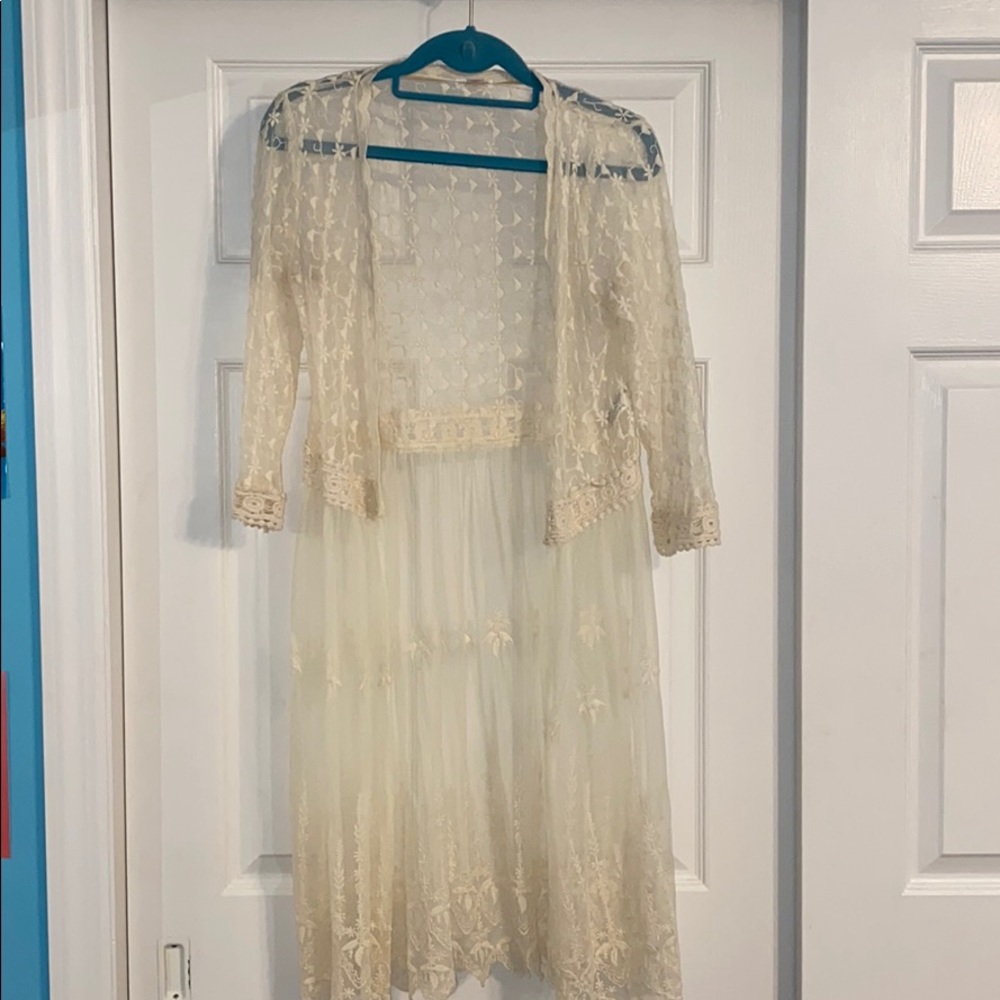 Cream Colored Lace Cardigan